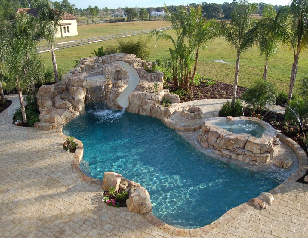 Luxury Pools With Slides And Waterfalls